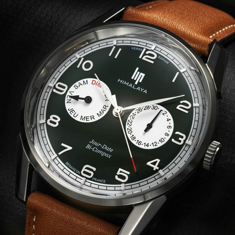 正規品 LIP リップ 腕時計 メンズ Himalaya 40mm ヒマラヤ BY-COMPAX ダークグリーン ブラウンレザーベルト 671674