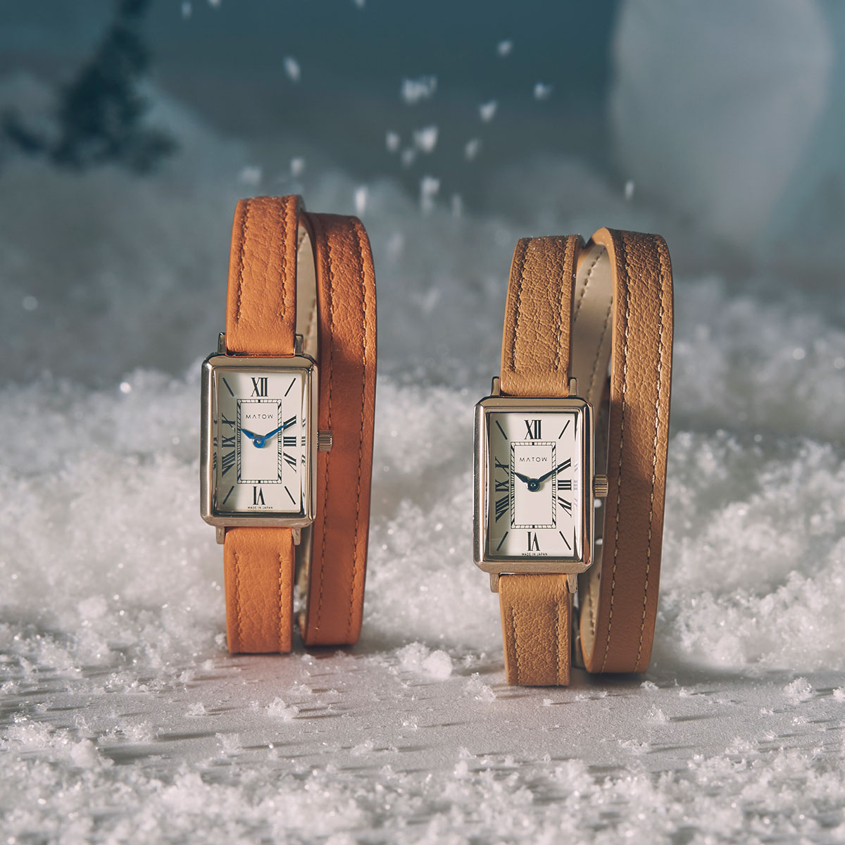 【楽天1位獲得】腕時計 レディース ブランド マトウ MATOW 日本製 Tsuki 月華 スクエア 四角 2重巻き ダブルターン ピンクゴールド ローズゴールド シルバー レザーベルト 革ベルト 華奢 小さめ 20代 30代 40代 おしゃれ ギフト