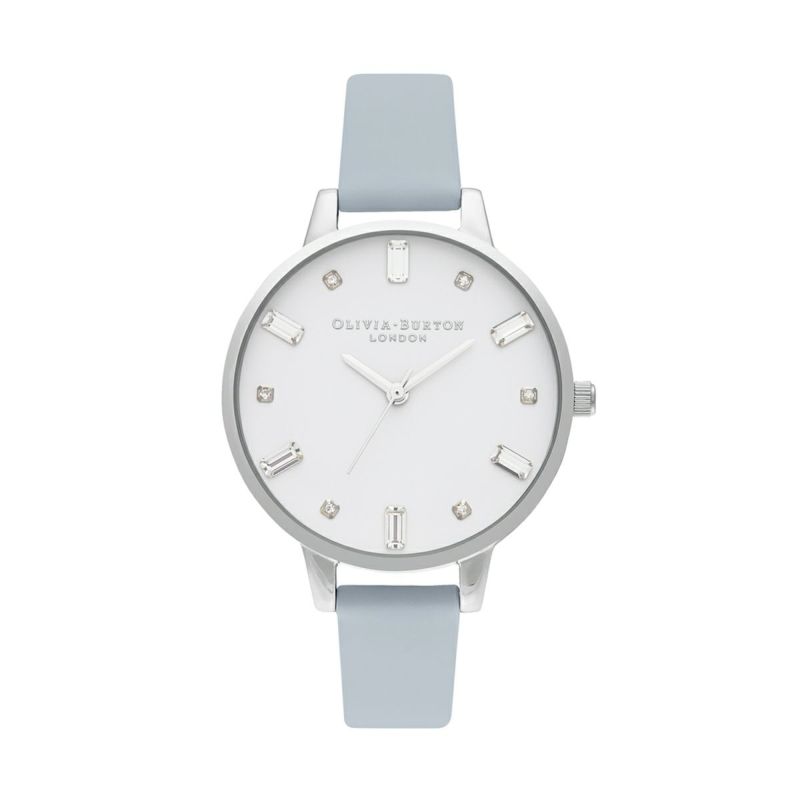 正規品 OLIVIA BURTON オリビアバートン 腕時計 レディース Bejewelled ビージェルド シルバー ヴィーガン チョークブルーレザーベルト..