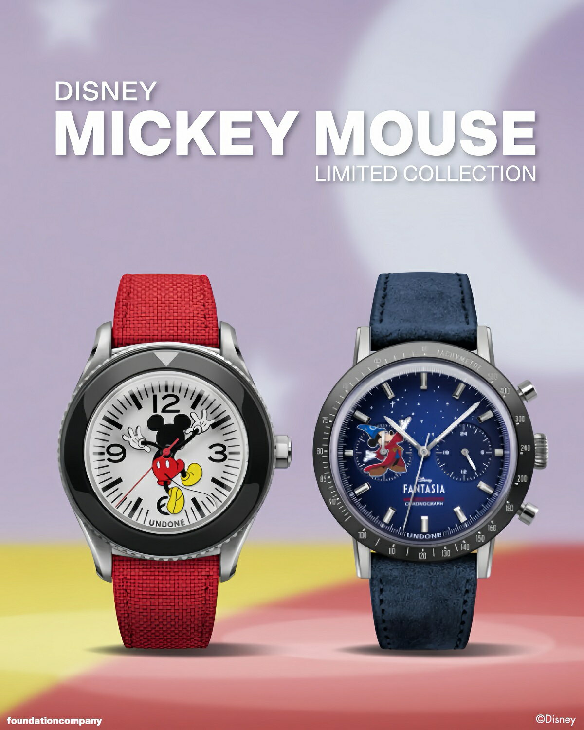 【ミッキーマウスコラボ】アンダーン UNDONE 腕時計 メンズ レディース Mickey 日本限定 ディズニー 自動巻きゲスフーズバック＆マジカルフォーム