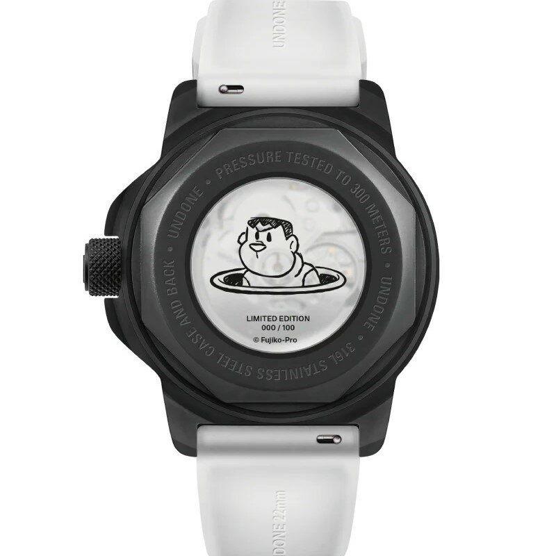 【月末限定P5倍】正規品 UNDONE アンダーン 腕時計 メンズ 機械式 Aquadeep I'm GIAN〈日本限定100本〉アクアディープ ドラえもん コラボ ジャイアン ホワイト ラバーベルト 自動巻き 防水 COL-BGG-HSW