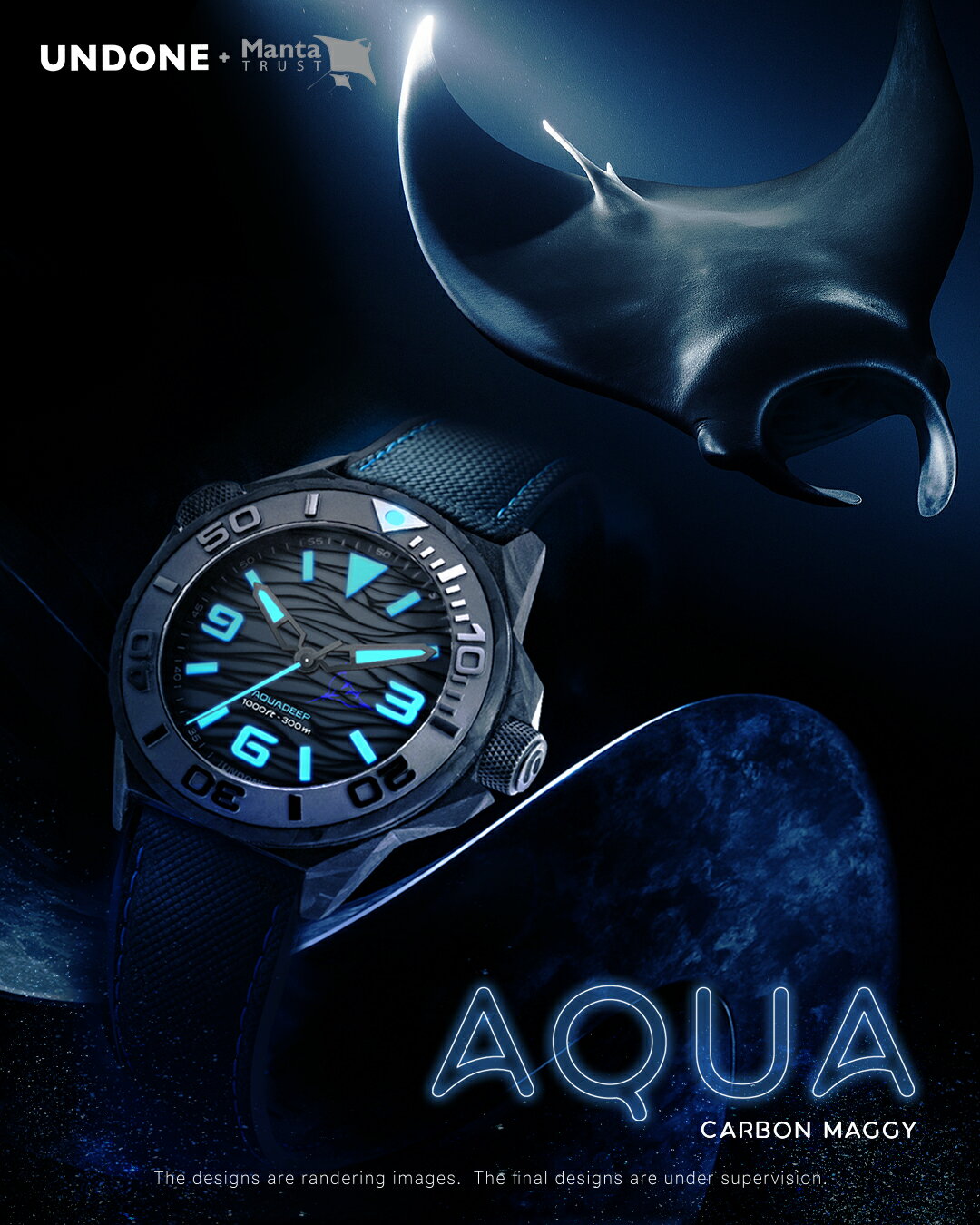 正規品 UNDONE アンダーン 腕時計 メンズ 機械式 Aquadeep CARBON MAGGY アクアディープ アクアカーボン マギー ブラック 自動巻き 防水 COL-AQD-MAT