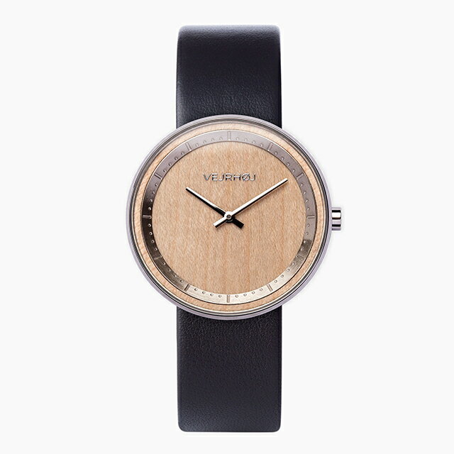 正規品 VEJRHOJ ヴェアホイ ベアホイ 木製腕時計 ペアウォッチ メンズ レディース The MAPLE 40mm＆34mm メープル ブラック レザーベルト VW-4011-3430
