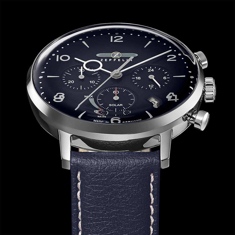 正規品 ZEPPELIN ツェッペリン 腕時計 メンズ HINDENBURG ヒンデンブルグ シルバー ブルー レザーベルト ソーラー ZE8086-3