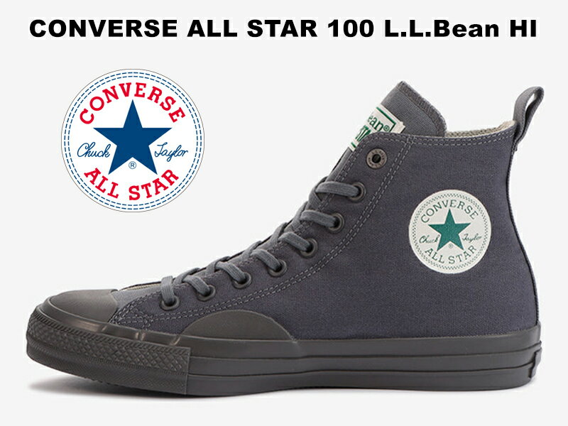 残り27.5センチコンバース オールスター 100 LLビーン ハイカット ストーン グレー 灰色 CONVERSE ALL STAR 100 L.L.Bean HI STONE GRAY キャンバス レディース メンズ スニーカー W ダブルネーム31307660