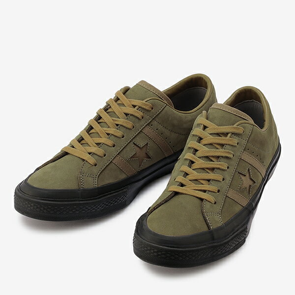 残り23.0 23.5 24.0 24.5 29.0センチ 【2021秋冬新作】CONVERSE STAR&BARS MN OLIVE DRAB/BLACK コンバース スター&バーズ オリーブドラブ/ブラック ミリタリー ヌバック レザー スニーカー レディース メンズ ワンスター スエード シェブロンスターの前身