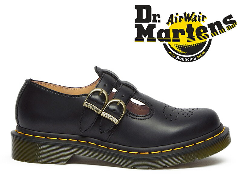 ドクターマーチン 【国内正規品】ドクターマーチン 8065 メリージェーンシューズ ブラック 黒 Dr.Martens 8065 MARY JANE BLACK ダブルストラップ レディース イエローステッチ