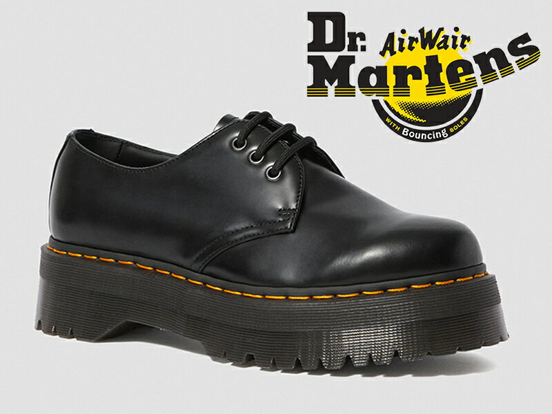 Dr.Martens ドクターマーチン 1461 QUAD 3ホール イエローステッチ ブラック 　ドクターマーチンの定番の3ホール、1461のアッパーに厚底のスタックソールを付けたQUAD RETRO COLLECTION。定番のデザインを厚底のシルエットに変えることで、前衛的なシューズ仕上がっています。アバンギャルドなメンズシューズをお探しの方にピッタリなモデル。イエローステッチを使い、ドクターマーチンらしさも見える1足です。 ヒールの高さ: かかと 約5.0CM / つま先 約3.7CM 当店はドクターマーチン正規取扱店です。 メーカー希望小売価格はメーカーサイトに基づいて掲載しています。 サイズについて… 　男性は普段のスニーカーサイズを選んでいただくと、ほとんどの方で丁度良くお履きいただけます。 　※女性が履かれる場合は、メンズモデルですので表記より0.5cmくらい大きいサイズとお考え下さい。 関連キーワード ： ドクターマーチン