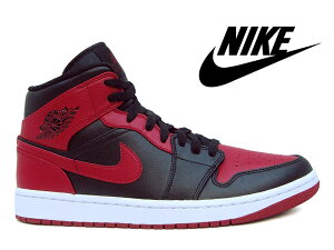 ナイキ エアジョーダン1 ミッド "ブレッド" ブラック/ジムレッド-ホワイトNIKE AIR JORDAN 1 MID "BRED" BLACK/GYM RED-WHITE黒 赤 白 スニーカー ハイカット メンズ シカゴ ブルズ