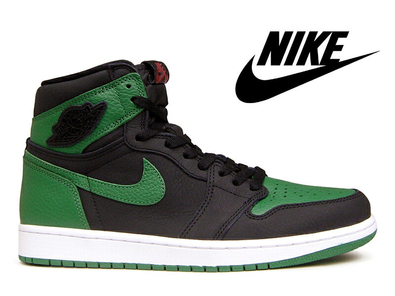 555088-030 NIKE AIR JORDAN 1 RETRO HIGH OG BLACK/PINE GREEN-WHITE-GYM REDナイキ エアジョーダン1 レトロ ハイカット オージー ブラック/パイングリーン-ホワイト-ジムレッド黒/緑-白-赤 スニーカー メンズ