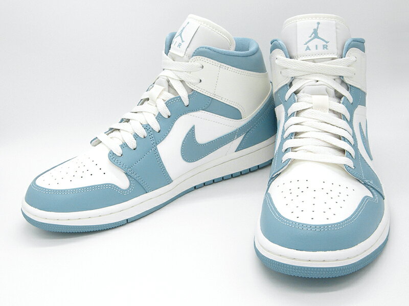 【希少なメンズ対応27.0 27.5 28.0 28.5センチ】NIKE ナイキ WMNS AIR JORDAN 1 MID SAIL/WORN BLUE-SAIL ウィメンズ エアジョーダン1 ミッド セイル/ウォーンブルー-セイル 白 青 ホワイト レディース メンズ ハイカット スニーカー