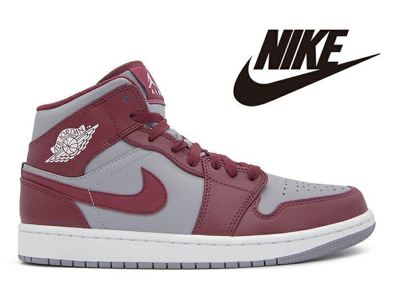 【残り26.0 26.5センチ】NIKE AIR JORDAN 1 MID CHERRYWOOD RED/WHITE-CEMENT GREYナイキ エアジョーダン1 ミッド チェリーウッドレッド ホワイト セメントグレー 赤 白 灰色 スニーカー メンズ