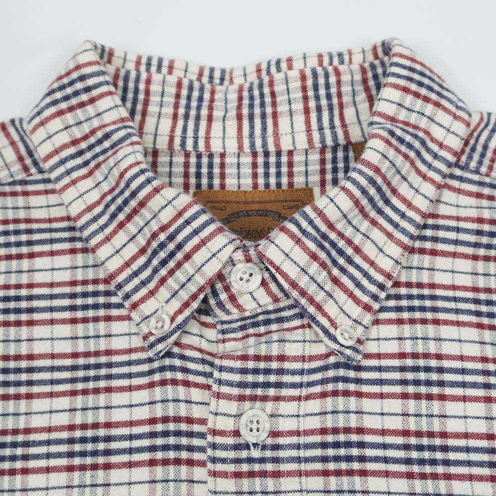 セントジョンズベイ ST JOHN'S BAY 90s 90年代 フランネル ボタンダウンシャツ BD 旧タグ USA アメリカ ヴィンテージ 古着 メンズ シャツ トリコロール系 チェック柄 XL【中古】