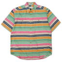 オービス ORVIS 90's 90年代 S/S マルチボーダー柄 ワークシャツ 半袖 USA ヴィンテージ ビンテージ VINTAGE アメリカ古着 メンズ シャツ マルチカラー L【中古】(4)