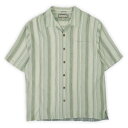 ジャマイカジャックス JAMAICA JAXX 00 039 s 2000年代 オープンカラー シルクシャツ SILK 開襟 ボックス 半袖 USA ヴィンテージ ビンテージ VINTAGE アメリカ古着 メンズ シャツ グリーン系 マルチストライプ柄 L【中古】