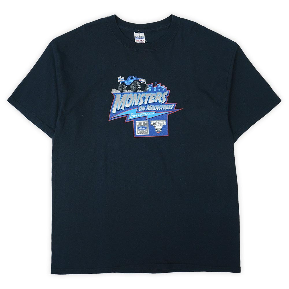 モンスタージャム MONSTER JAM 美品 90 039 s 00 039 s 90-2000年代 両面プリント Tシャツ モータースポーツ オフィシャル FORD フォード GILDAN USA ヴィンテージ ビンテージ アメリカ古着 ブラック 黒 XL相当【中古】