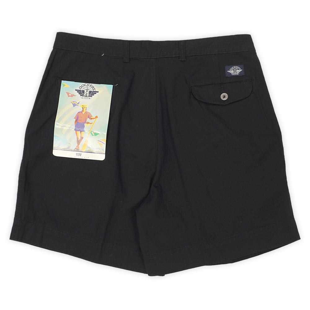 乐天商城 - ドッカーズ DOCKERS 未使用 デッドストック 90s 90年代 2タック チノショーツ 薄手 無地 Levi's リーバイス傘下 USA ヴィンテージ 古着 メンズ ショートパンツ ブラック 黒 W36【中古】
