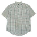 ランズエンド LANDS' END 90s 90年代 半袖 シアサッカー ボタンダウンシャツ BD チェック柄 旧タグ オールド USA ヴィンテージ ビンテージ VINTAGE アメリカ古着 メンズ シャツ グリーン系 L【中古】(4)