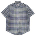 ブルックスブラザース Brooks Brothers 00s 2000年代 半袖 ボタンダウンシャツ BD 定番 THE ORIGINAL POLO SHIRT インド綿 USA ヴィンテージ 古着 ネイビー系 チェック柄 L【中古】