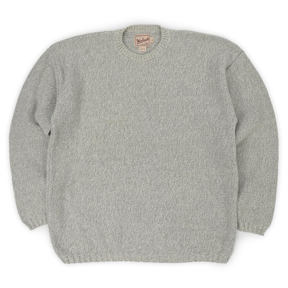ウールリッチ WOOLRICH 90s 90年代 クルーネック コットンニット 無地 旧タグ 杢 霜降り MADE IN USA アメリカ ヴィンテージ 古着 メンズ ニット セーター ヘザーグレー XL【中古】