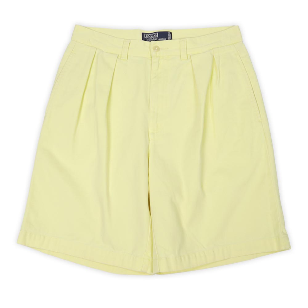 ポロラルフローレン POLO RALPH LAUREN 90s 90年代 2タック チノショーツ TYLER SHORT 定番 CHINO USA ヴィンテージ ビンテージ VINTAGE アメリカ 古着 メンズ ショートパンツ イエロー W30【中古】