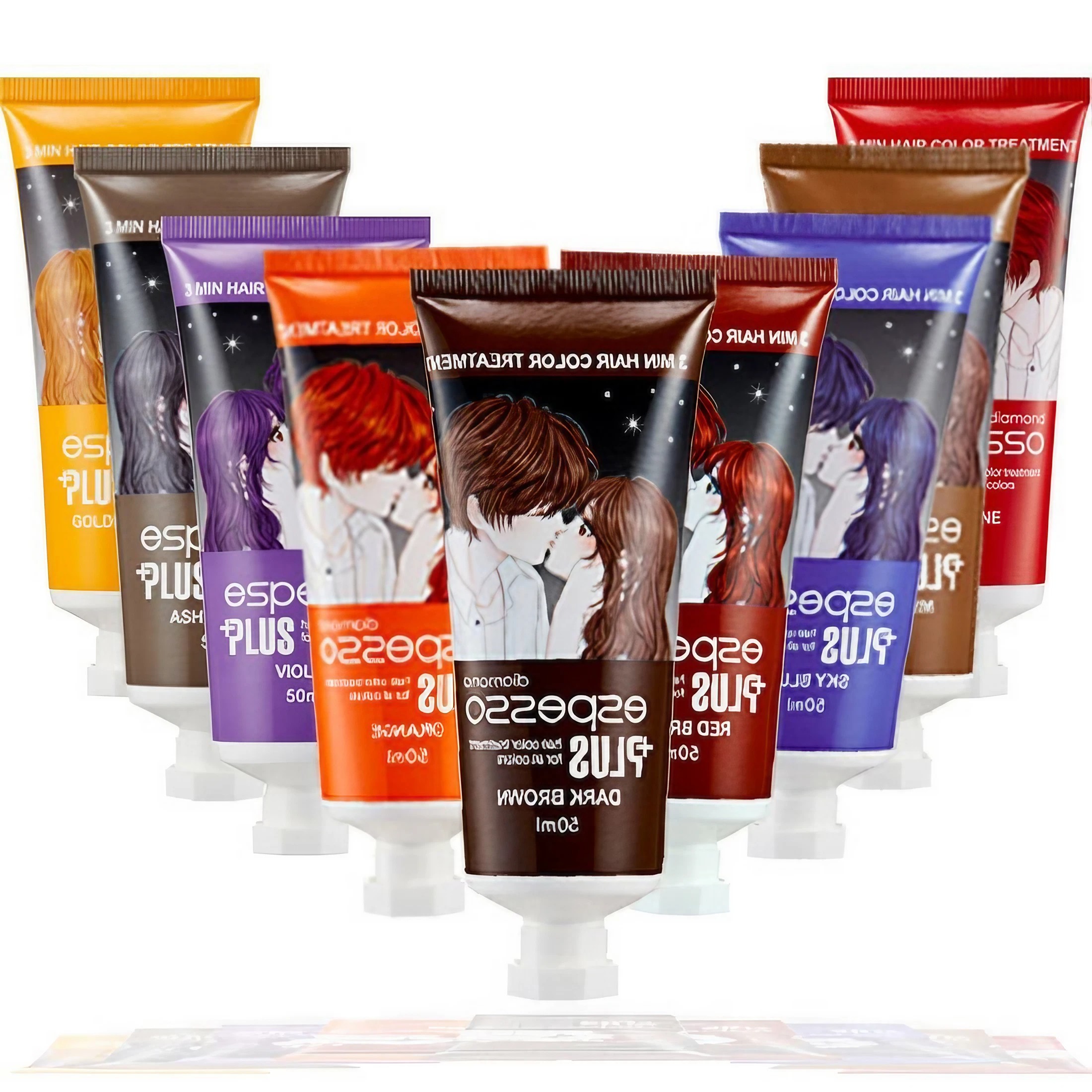 ESPESSO PLUS カラー剤 シャンプー ヘアカラーリング剤 ヘアカラー カラートリートメント ヘアカラートリートメント トリートメントカラー トリートメントヘアカラー カラーリング ホームカラー トリートメント 髪の毛 染める カラー 髪染め 茶 橙 紫 黄 赤 桃のサムネイル