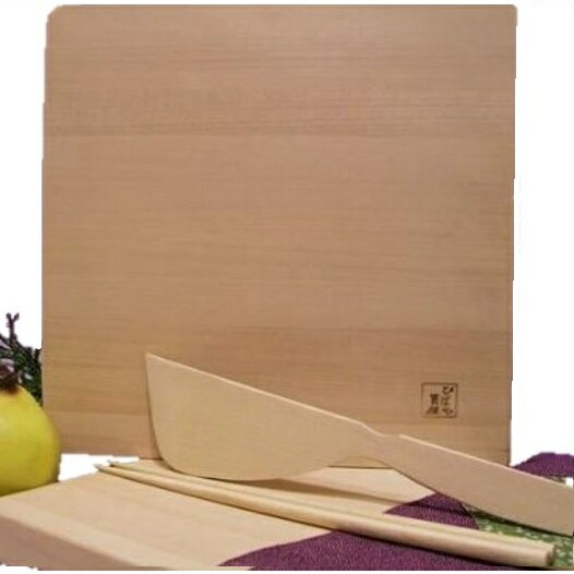 正方形 ヒバ まな板 木製 [継（8〜12枚）]＜30×30×厚さ3cm＞・調理べら・菜箸(28cm) 『木』青森ひば/ヒバ俎板