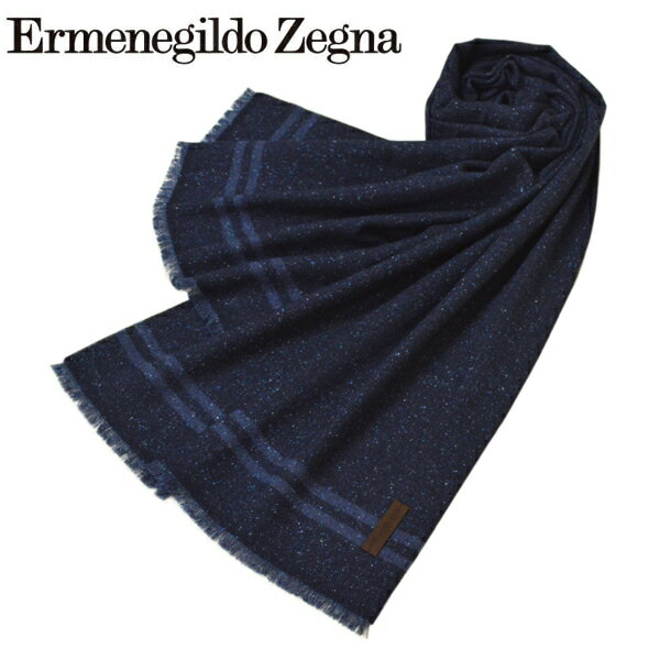 マフラー エルメネジルドゼニア メンズ Ermenegildo Zegna ウール シルク混 サイズ(約192cm×約50cm)eez20w107 20AW Z8L12 BL2 ネイビー