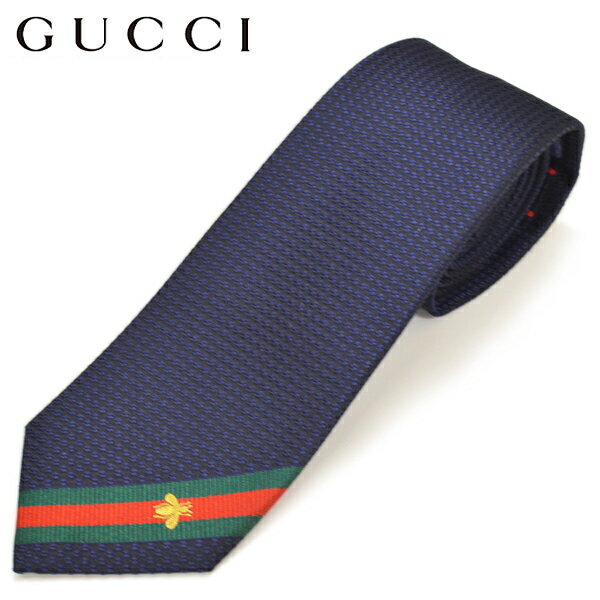 ネクタイ グッチ メンズ GUCCI ビー（ハチ）ウェブ付き シルク ナロータイ サイズ剣幅7cm egc19s004 456510-4066 MID NIGHT BLUE ミッドナイトブルー