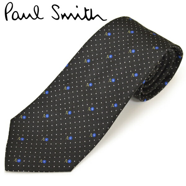 ネクタイ ポールスミス Paul Smith メンズ フラワードット柄 花柄 シルク サイズ剣幅8cm eps16w001 AZ08-79 ブラック FLUZ08-79