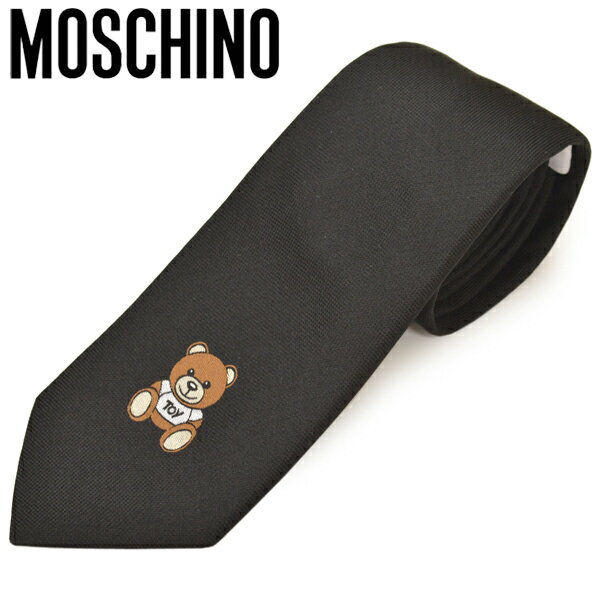 ネクタイ モスキーノ メンズ MOSCHINO テディベアワンポイントシルクネクタイ(サイズ剣幅7.5cm)emo20w007 M5180 55001-14 BLACK ブラック