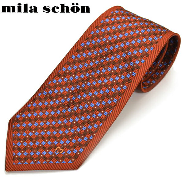 ネクタイ ミラショーン メンズ mila schon 総柄シルクネクタイ(サイズ剣幅9cm)ems19w030 28022-5 レッドオレンジ