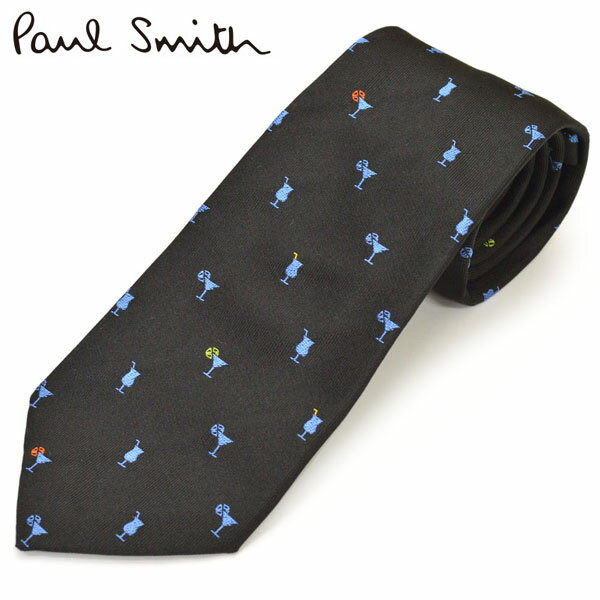 ネクタイ ポールスミス メンズ Paul Smith カクテルグラス柄シルクネクタイ(サイズ剣幅8cm)eps19w002 ALU4-79 ブラック