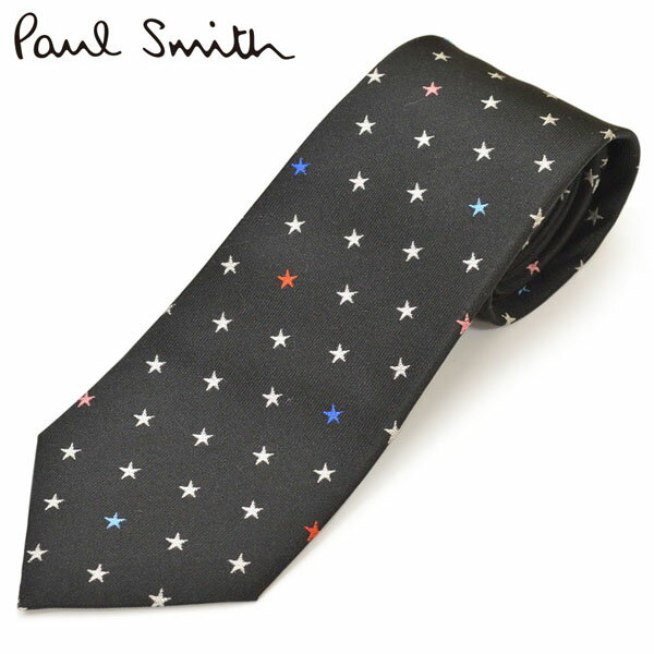 ネクタイ ポールスミス メンズ Paul Smith スター柄シルクネクタイ(サイズ剣幅8cm)eps19w005 ALU7-79 ブラック