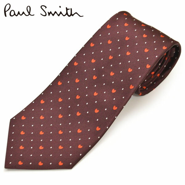 ネクタイ ポールスミス メンズ Paul Smith ハート＆ドット柄シルクネクタイ(サイズ剣幅8cm)eps19w008 ALU10-28 ボルドー