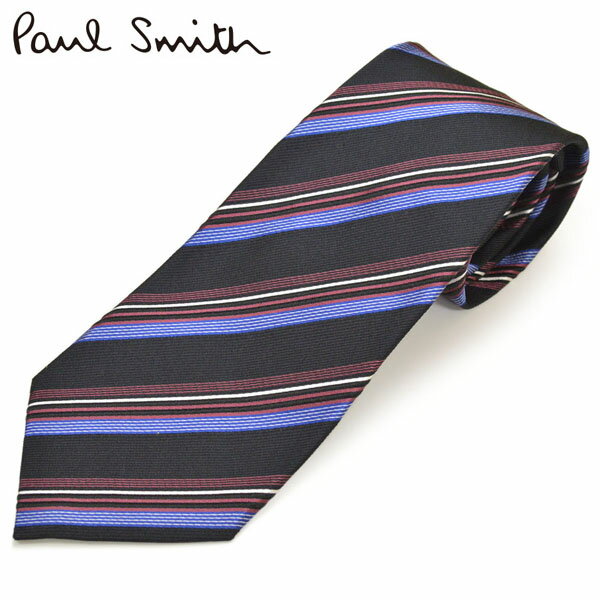 ネクタイ ポールスミス メンズ Paul Smith ストライプ柄シルクネクタイ(サイズ剣幅8cm)eps19w017 ALU18-79 ブラック FLU18-79