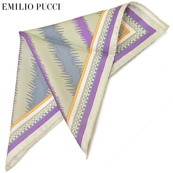 ポケットチーフ エミリオプッチ メンズ EMILIO PUCCI プッチ柄シルクポケットチーフ(サイズ32×32cm)eep19w127 パープル