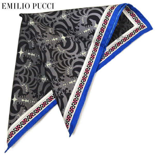 シルク(ポケットチーフ） ポケットチーフ エミリオプッチ メンズ EMILIO PUCCI プッチ柄シルクポケットチーフ(サイズ32×32cm)eep19w139 グレー
