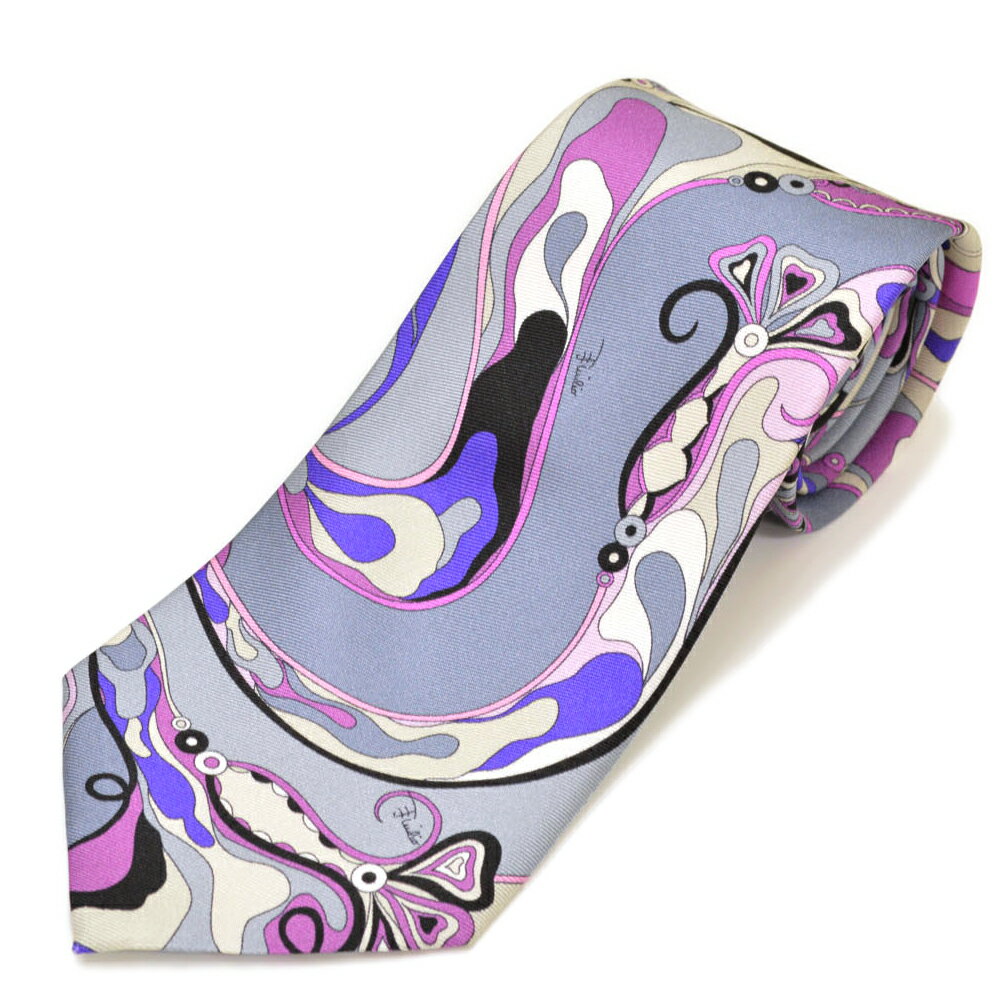 エミリオプッチ EMILIO PUCCI エミリオプッチ メンズ プッチ柄シルクネクタイ (サイズ剣幅8.5cm)eep22s001 JI784-2 PURPLE パープル系