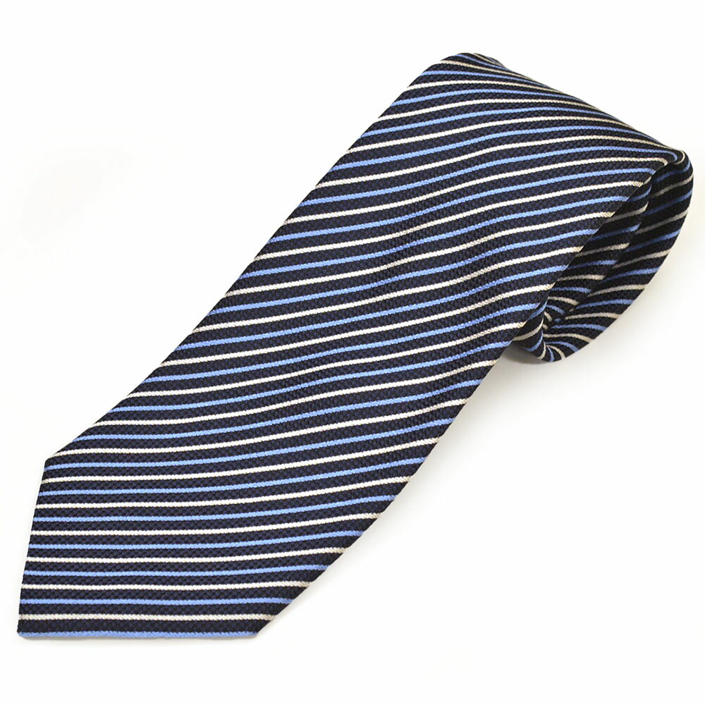 Zegna ゼニア ネクタイ メンズ ストライプ柄シルクネクタイ(サイズ剣幅8cm)eez22w012 Z4D07T-BL1 NAVYBLUE ネイビーブルー
