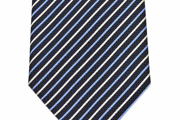Zegna ゼニア ネクタイ メンズ ストライプ柄シルクネクタイ(サイズ剣幅8cm)eez22w012 Z4D07T-BL1 NAVYBLUE ネイビーブルー
