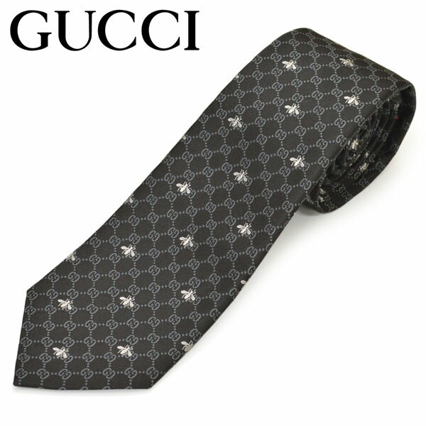 ネクタイ グッチ メンズ GUCCI GG＆ビー(ハチ)モチーフ柄 シルク ナロータイ(サイズ剣幅7cm)egc19w006 545078-1062 ブラックグレー