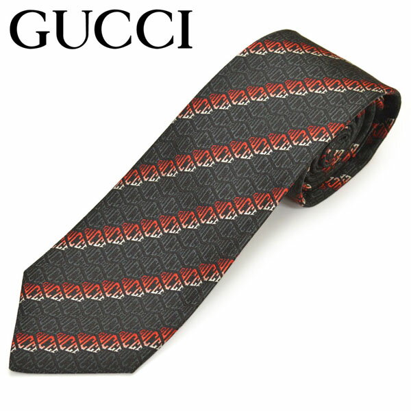 ネクタイ グッチ メンズ GUCCI ロゴストライプ柄 シルク ナロータイ(サイズ剣幅7cm)egc19w011 571808-1074 ブラックグレッド