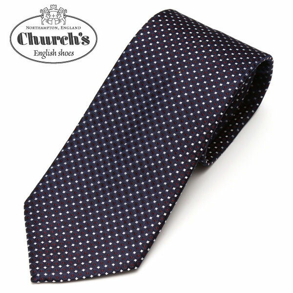 Church's チャーチ メンズ ドット柄シルクネクタイ サイズ剣幅8cm ecc16w003 007558-10:ネイビー