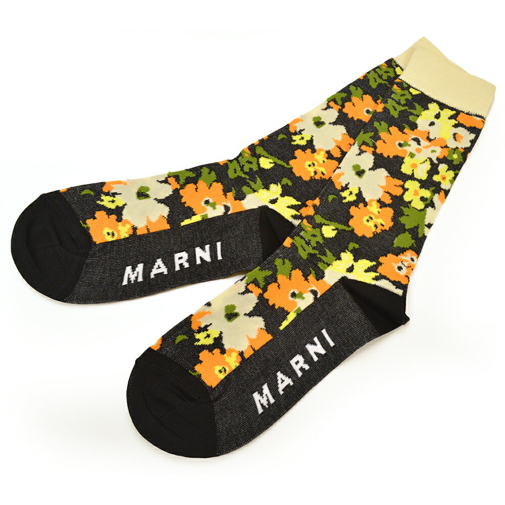 MARNI マルニ ソックス/靴下 ユニセックス 花柄/フラワー emr22w506 サイズ10 SKMC0143Q0 UFC117 FLN99/BLACK ブラック