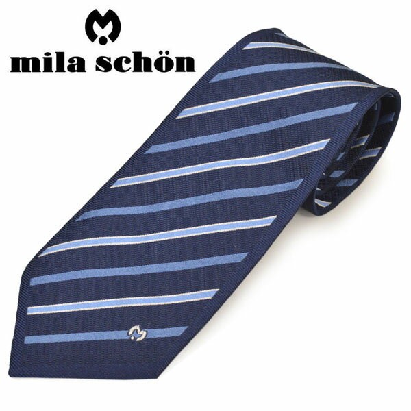 ネクタイミラ ショーン メンズ mila schon ストライプ柄シルクネクタイ(サイズ剣幅9cm)ems20s004 11902-1 ネイビー×ブルー