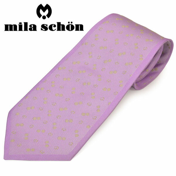 ネクタイミラ ショーン メンズ mila schon ドット柄シルクネクタイ(サイズ剣幅9cm)ems20s009 11904-5 ピンクパープル