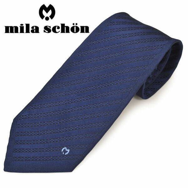 ネクタイミラ ショーン メンズ mila schon ストライプ柄シルクネクタイ(サイズ剣幅9cm)ems20s010 11905-1 ネイビー