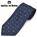 ネクタイミラ ショーン メンズ mila schon スクエアドット柄シルクネクタイ(サイズ剣幅9cm)ems20s013 11907-2 ネイビー×イエロー