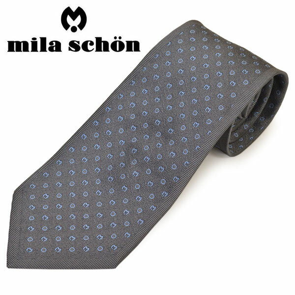 ネクタイミラ ショーン メンズ mila schon ロゴドット柄シルクネクタイ(サイズ剣幅9cm)ems20s022 21812-6 グレー